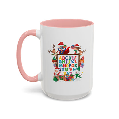 Accent Coffee Mug - Christmas alphabet with super kiddo - [[{"value":"Wonderwear Kid"}]]