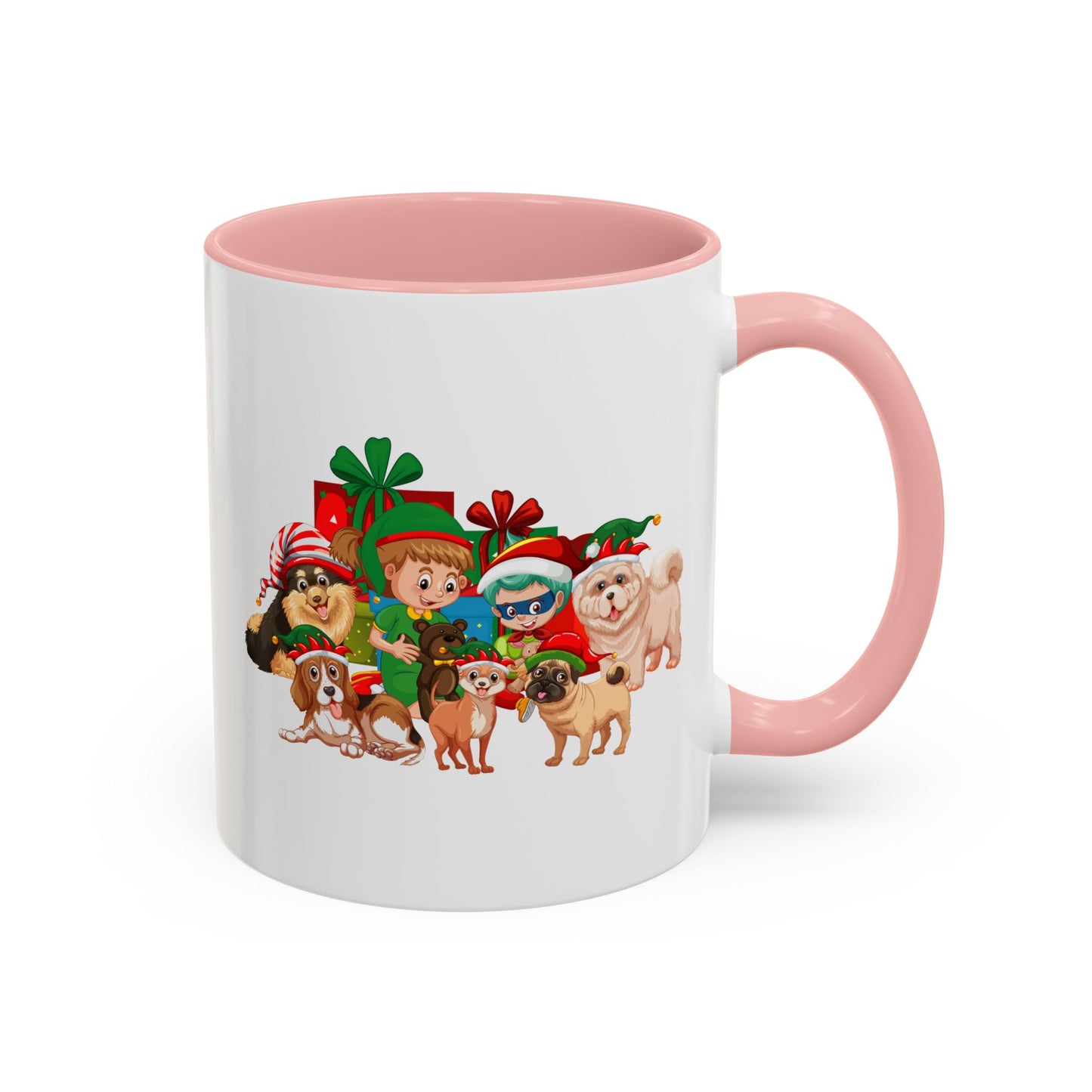 Accent Coffee Mug - Christmas with super kiddo pet friends without text