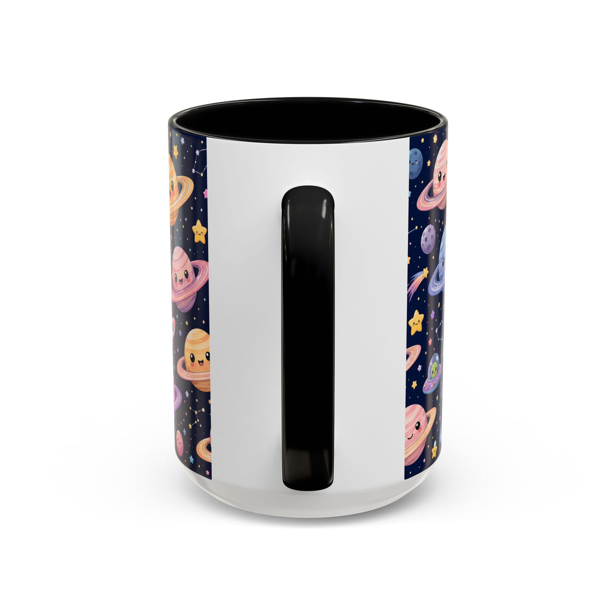Accent Coffee Mug  (11/15 oz) - Kawaii Saturns in a Starry Space