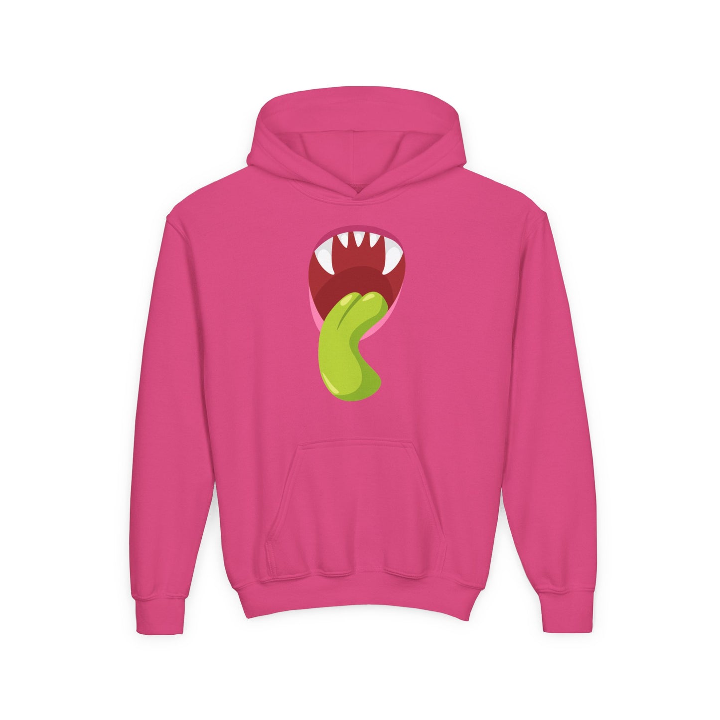 Youth Heavy Blend Hooded Sweatshirt - Monster showing tongue