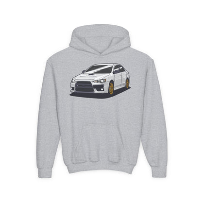 Youth Heavy Blend Hooded Sweatshirt - White car Printify