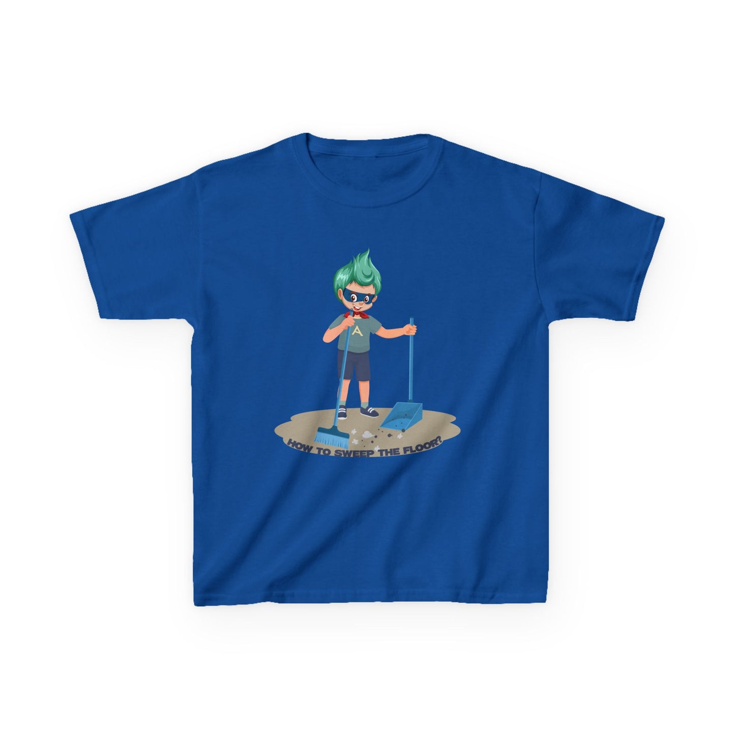 Kids Heavy Cotton™ Tee - Super kiddo sweeping floor - [[{"value":"Wonderwear Kid"}]]