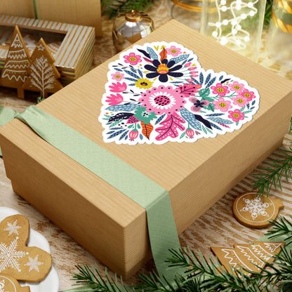 Kiss-Cut Vinyl Decals - Flower hearts Printify