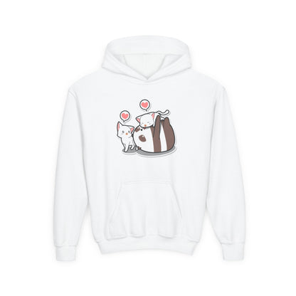 Youth Heavy Blend Hooded Sweatshirt - The Panda and Cat Printify