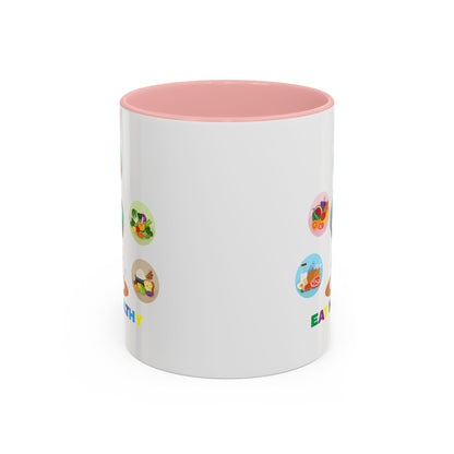 Accent Coffee Mug - Supper kiddo showing healthy food to eat - [[{"value":"Wonderwear Kid"}]]