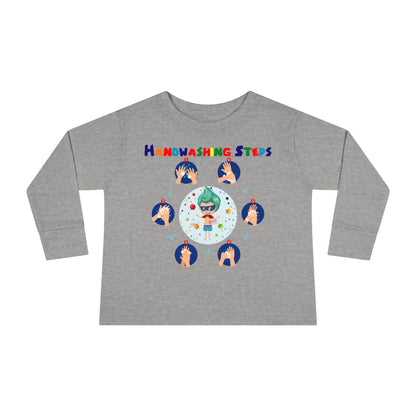 Toddler Long Sleeve Tee - Super kiddo how to wash hand properly - [[{"value":"Wonderwear Kid"}]]