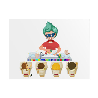 Rolled Posters - Little kiddo teaching to wash dishes - [[{"value":"Wonderwear Kid"}]]