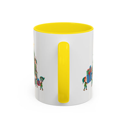 Accent Coffee Mug - Super kiddo putting gifts on christmas tree - [[{"value":"Wonderwear Kid"}]]