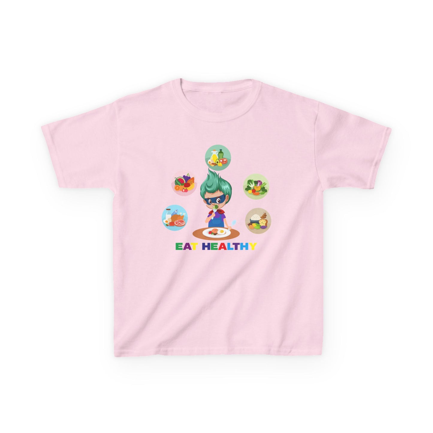 Kids Heavy Cotton™ Tee - Supper kiddo showing healthy food to eat - [[{"value":"Wonderwear Kid"}]]
