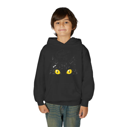 Youth Heavy Blend Hooded Sweatshirt -  Whos there cat Printify