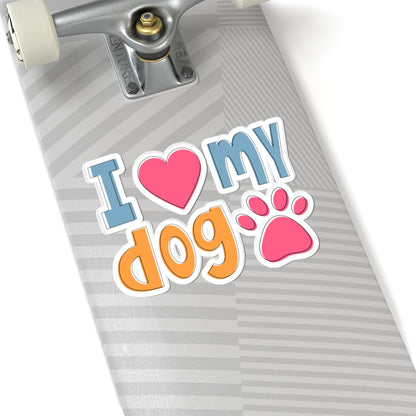 Kiss-Cut Vinyl Decals - I love my dog Printify
