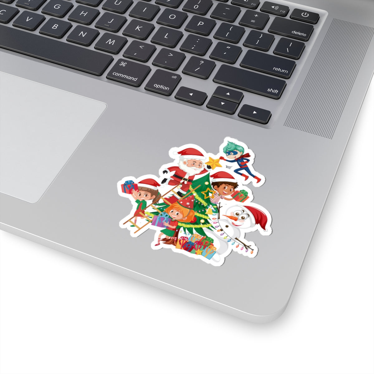 Kiss-Cut Stickers - Super kiddo making christmas tree - [[{"value":"Wonderwear Kid"}]]