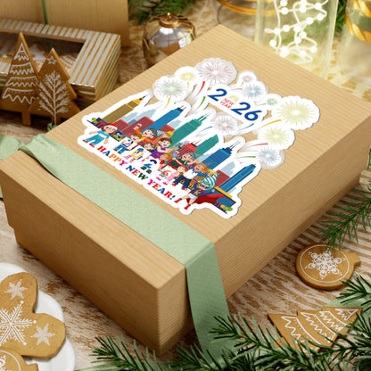 Kiss-Cut Stickers - Happy new year with fireworks - [[{"value":"Wonderwear Kid"}]]