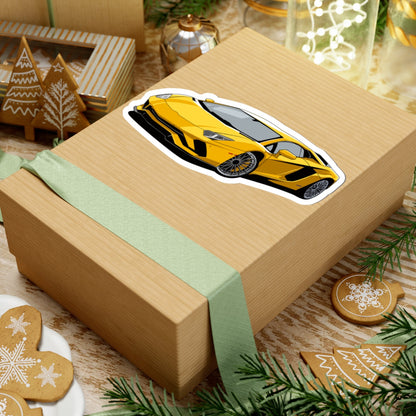 Kiss-Cut Vinyl Decals - Yellow super car Printify