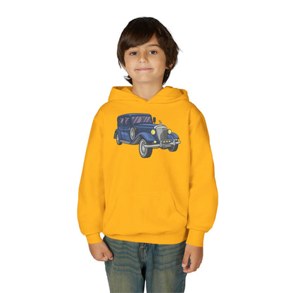 Youth Heavy Blend Hooded Sweatshirt -  vintage retro car Printify