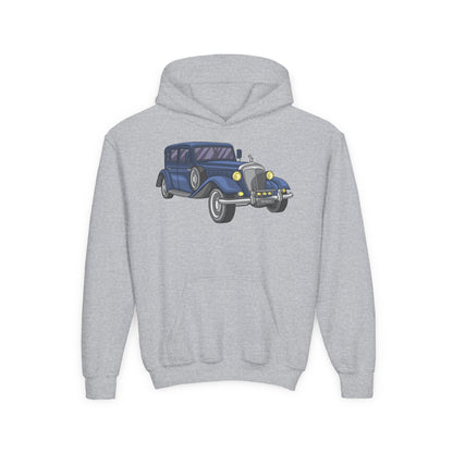 Youth Heavy Blend Hooded Sweatshirt -  vintage retro car Printify
