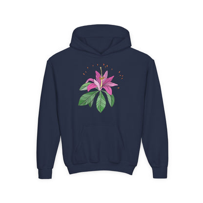 Youth Heavy Blend Hooded Sweatshirt - Purple flower Printify