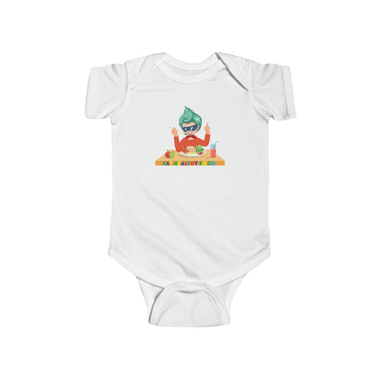 Infant Bodysuit - Super kiddo eating healthy breafast