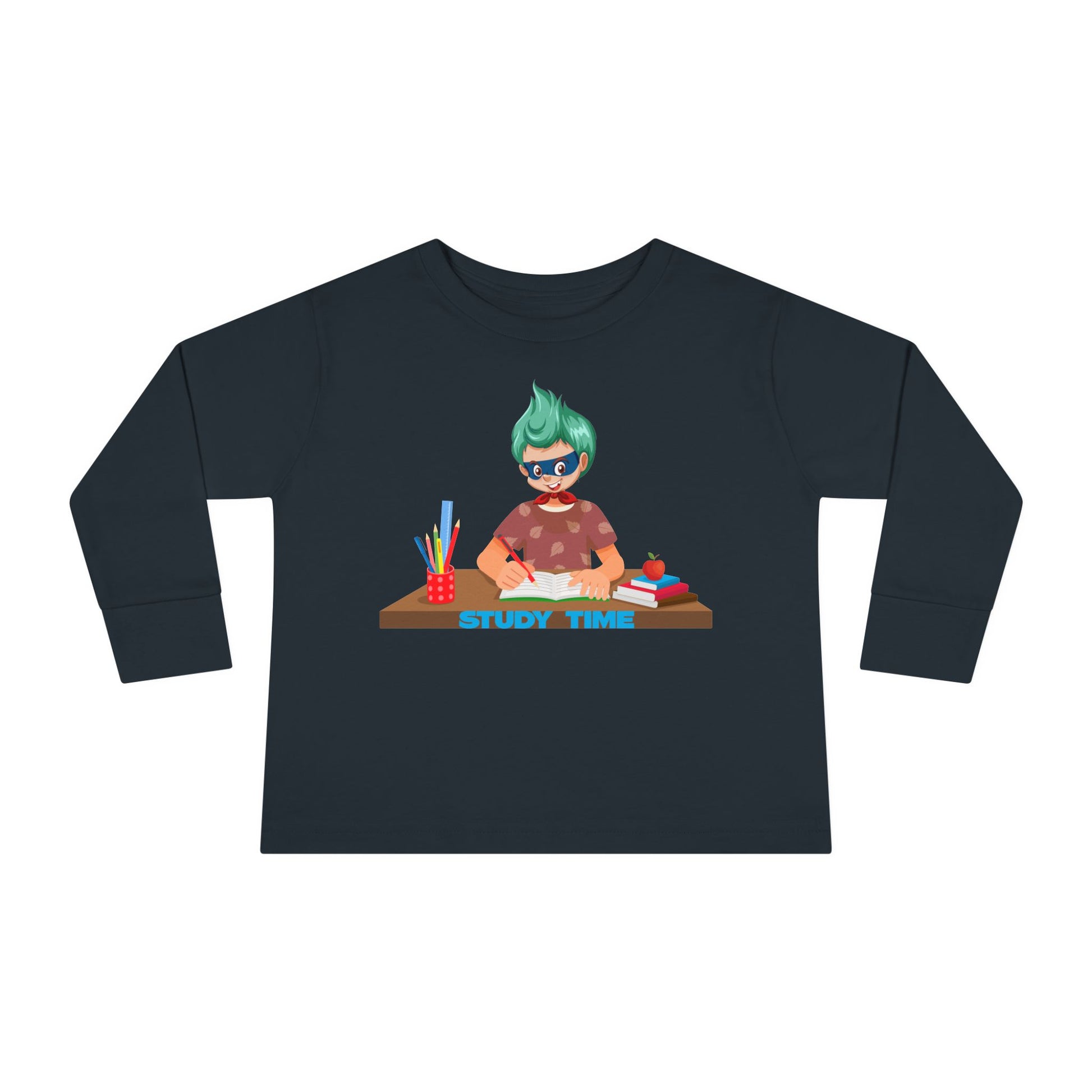 Toddler Long Sleeve Tee - Super kiddo studying - [[{"value":"Wonderwear Kid"}]]