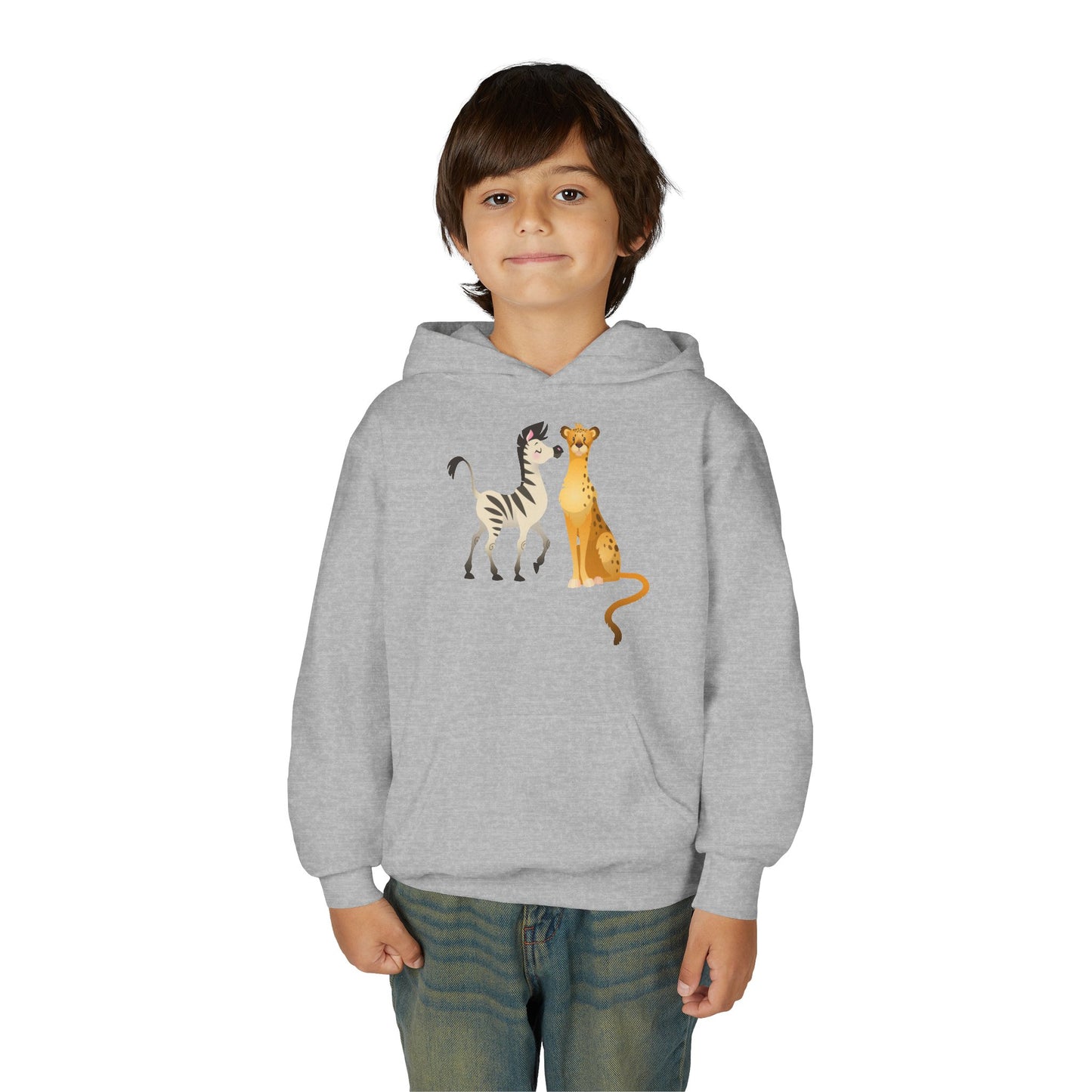 Youth Heavy Blend Hooded Sweatshirt - The zebra and tiger