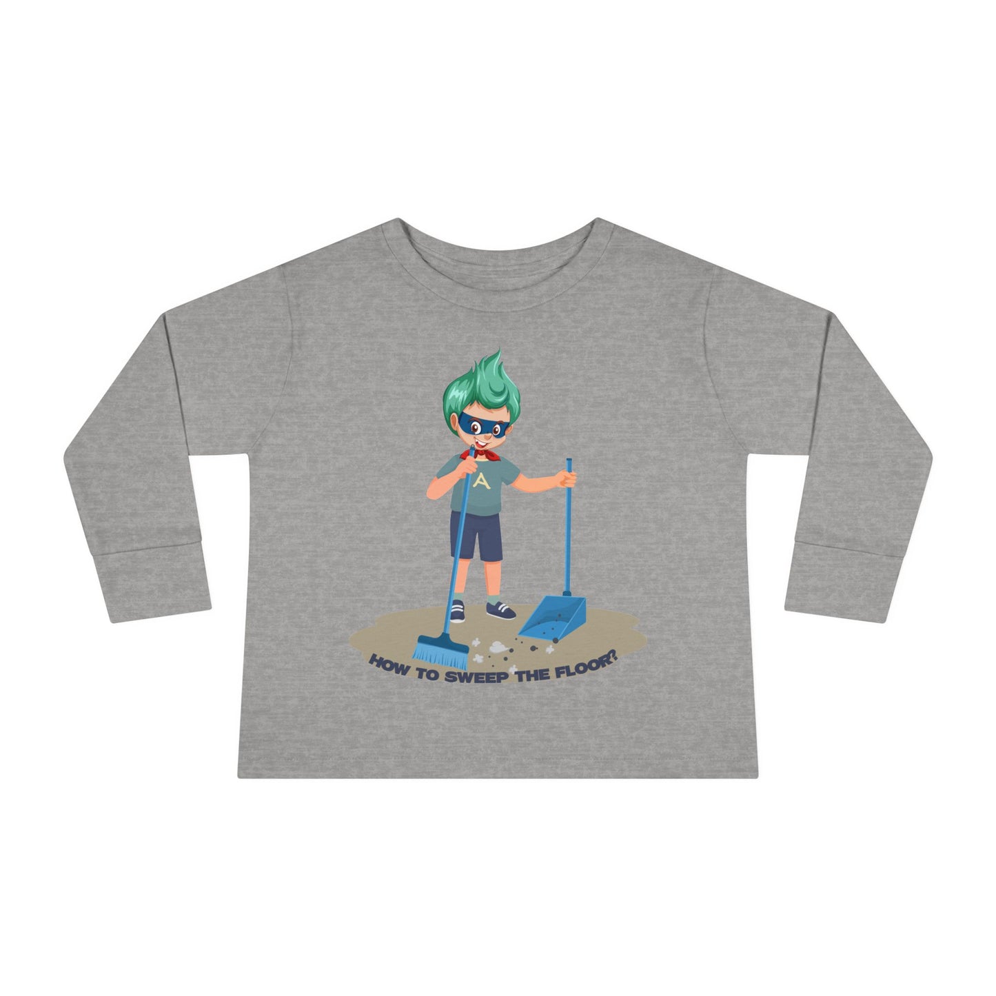 Toddler Long Sleeve Tee - Super kiddo sweeping floor - [[{"value":"Wonderwear Kid"}]]
