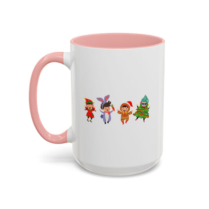 Accent Coffee Mug - Super kiddo in christmas tree attire - [[{"value":"Wonderwear Kid"}]]