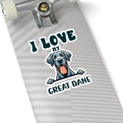 Kiss-Cut Vinyl Decals - I love my Great Dane Printify