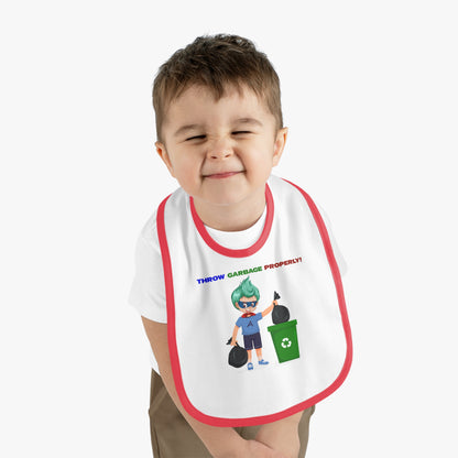 Baby Bib - Super kiddo taking trash out - [[{"value":"Wonderwear Kid"}]]