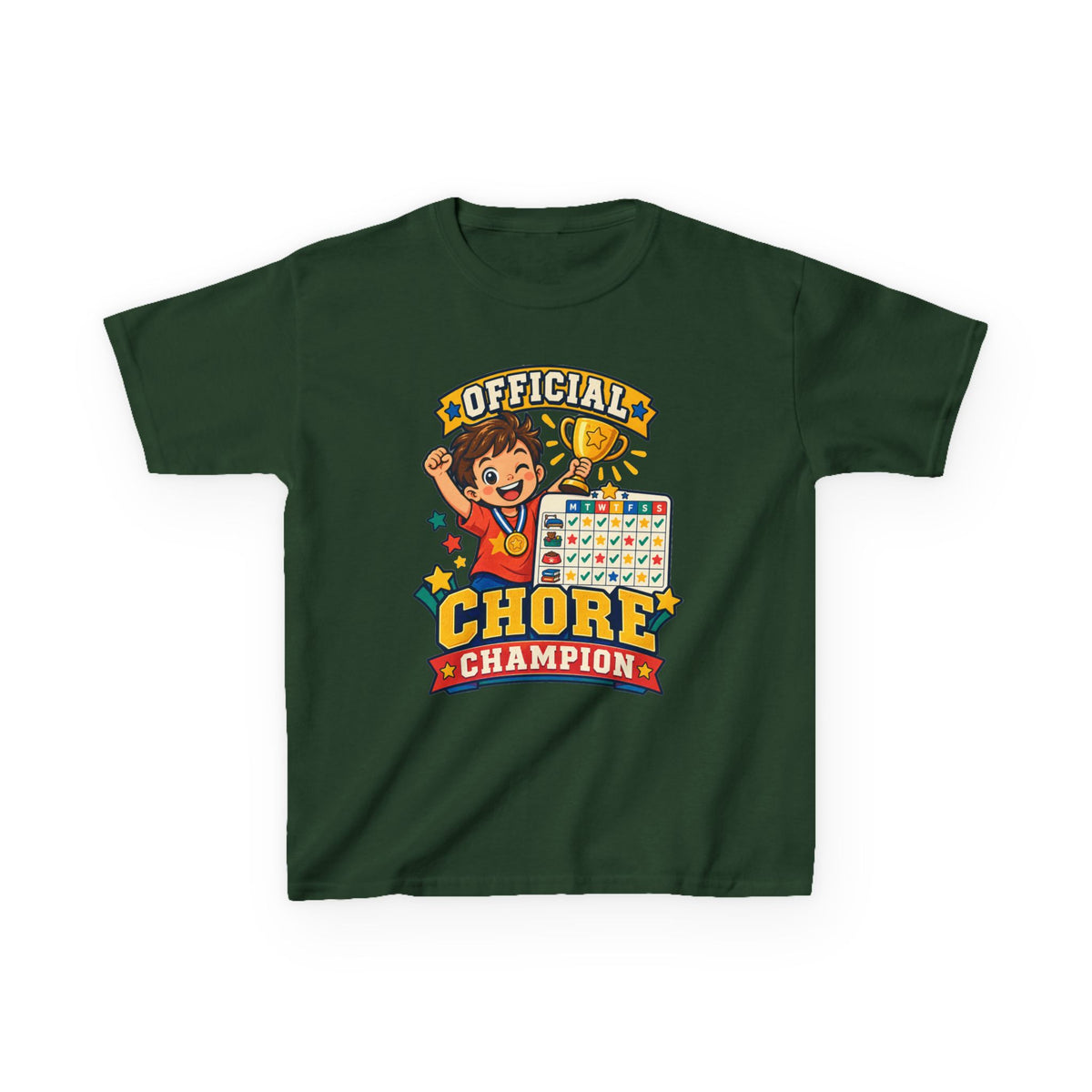Kids Heavy Cotton™ Tee - Official Chore Champion Badge