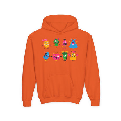 Youth Heavy Blend Hooded Sweatshirt - Set of monsters Printify