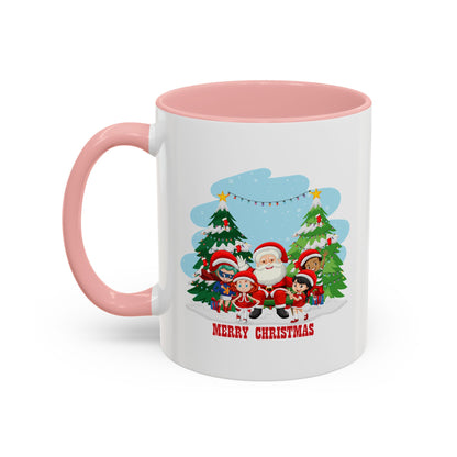 Accent Coffee Mug - Super kiddo with santa claus Merry christmas - [[{"value":"Wonderwear Kid"}]]