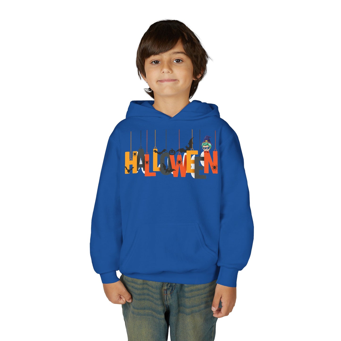 Youth Heavy Blend Hooded Sweatshirt - Holloween hanging letters