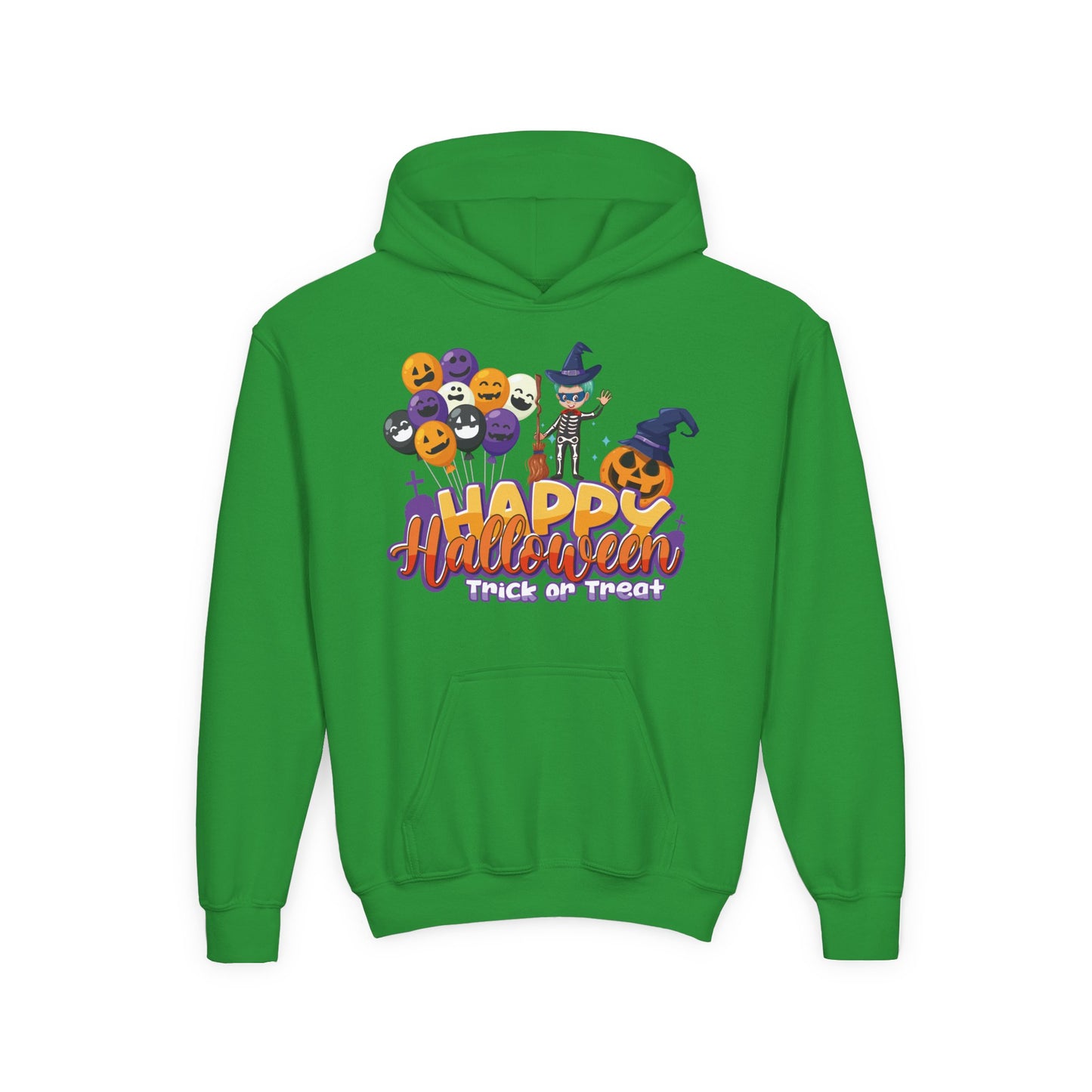 Youth Heavy Blend Hooded Sweatshirt - Happy halloween trick or treat