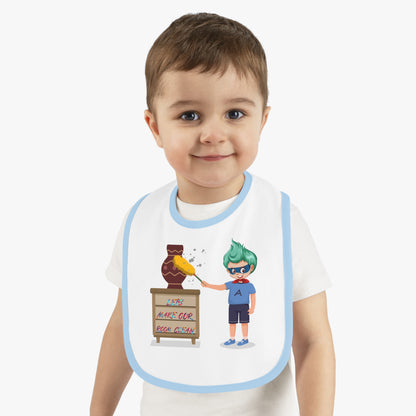 Baby Bib - Super kiddo cleaning a vase - [[{"value":"Wonderwear Kid"}]]
