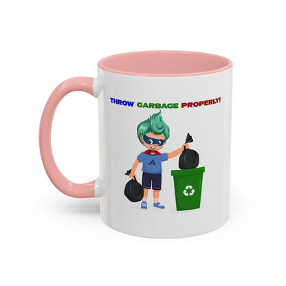 Accent Coffee Mug - Super kiddo taking trash out - [[{"value":"Wonderwear Kid"}]]