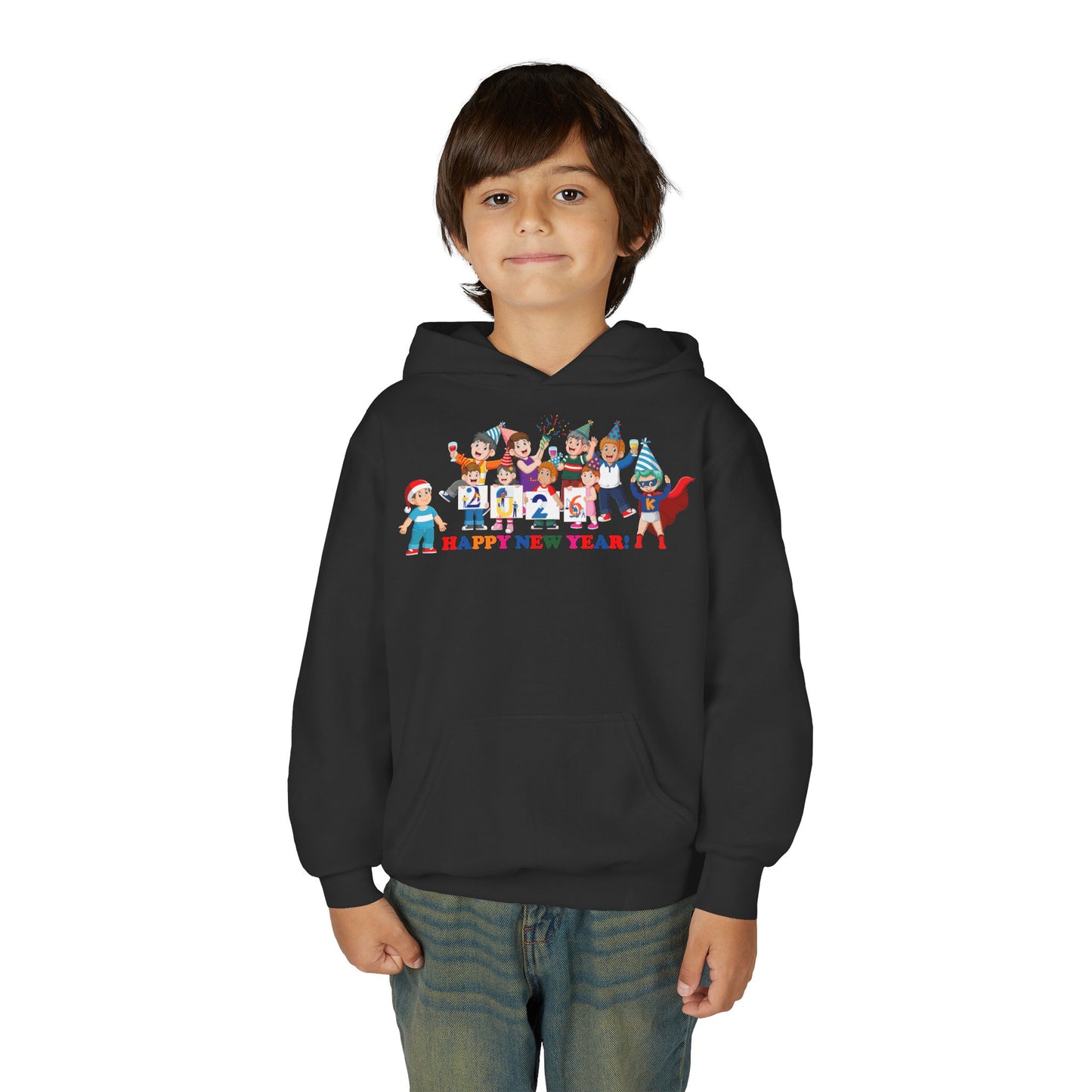 Youth Heavy Blend Hooded Sweatshirt - Happy new year from super kiddo