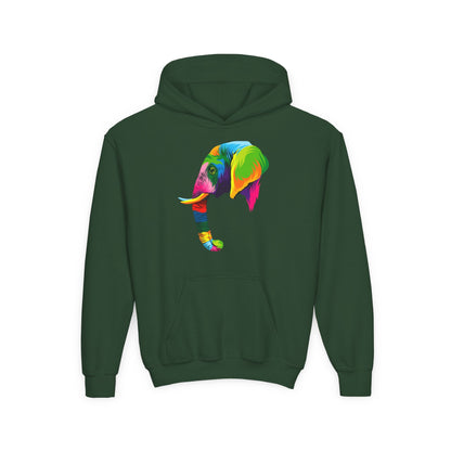 Youth hoodie with adorable elephant design Printify