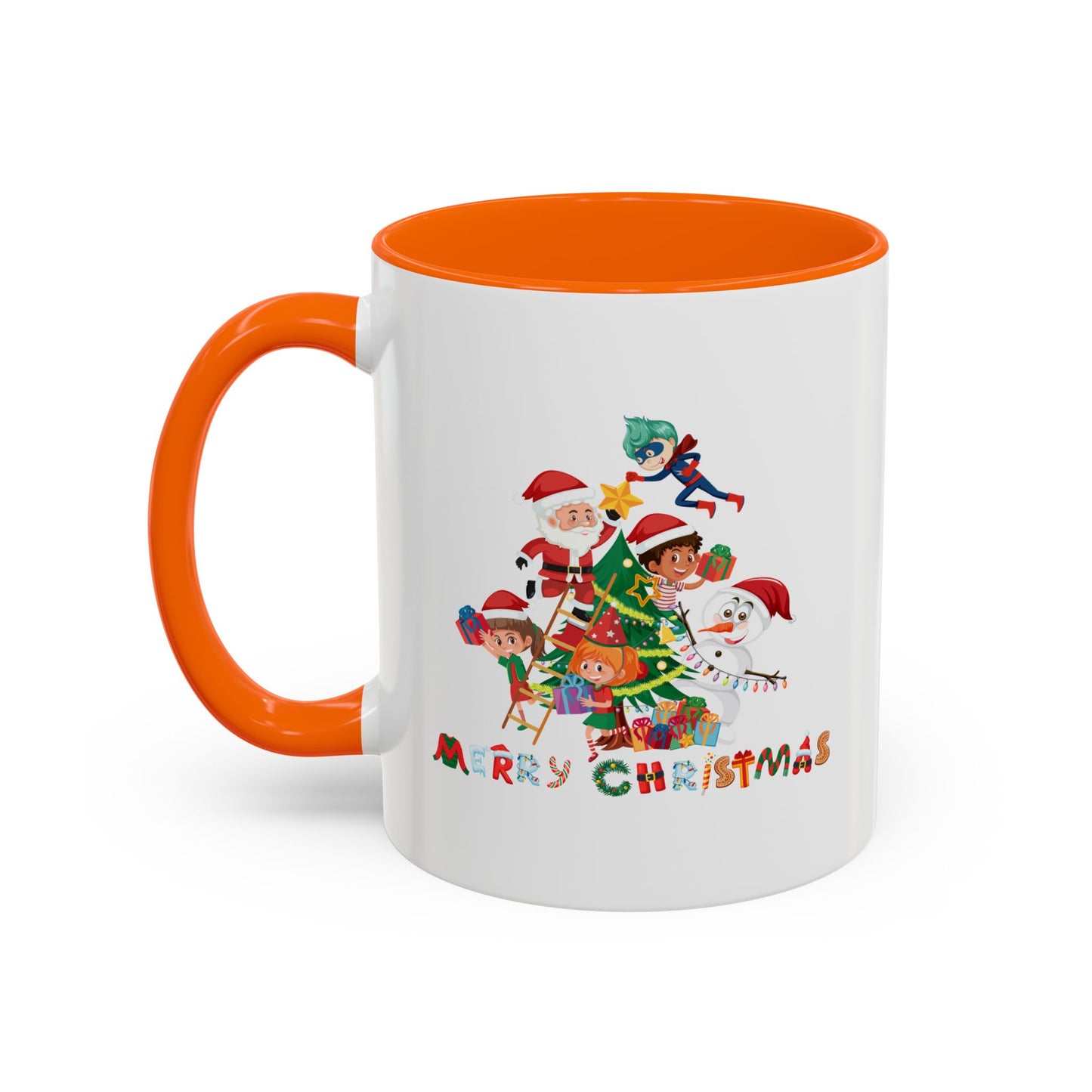 Accent Coffee Mug - Super kiddo making christmas tree with text