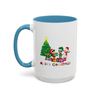 Accent Coffee Mug - Super kiddo preparing gifts - [[{"value":"Wonderwear Kid"}]]