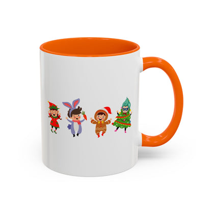 Accent Coffee Mug - Super kiddo in christmas tree attire - [[{"value":"Wonderwear Kid"}]]