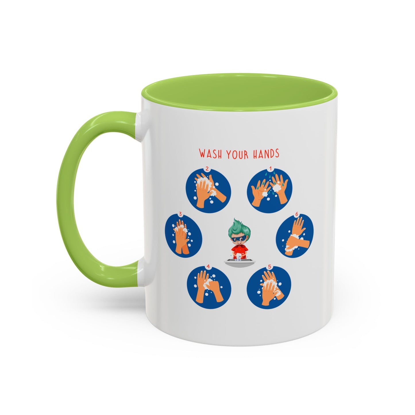 Accent Coffee Mug - Super kiddo teaching how to wash hands