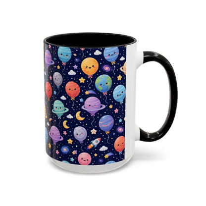 Accent Coffee Mug (11/15 oz) - Kawaii Space Balloon Planet