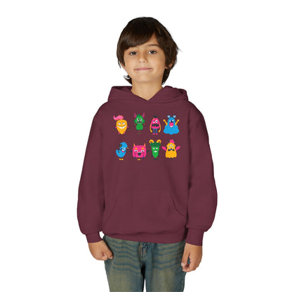 Youth Heavy Blend Hooded Sweatshirt - Set of monsters Printify