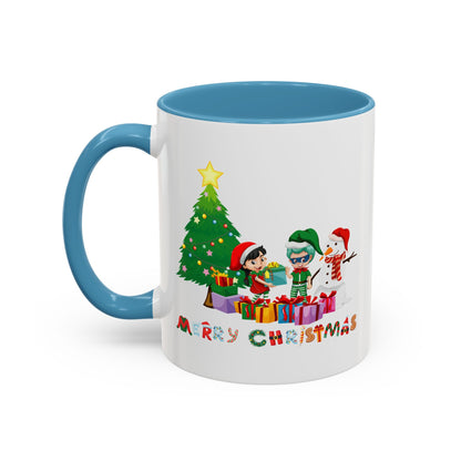 Accent Coffee Mug - Super kiddo preparing gifts - [[{"value":"Wonderwear Kid"}]]