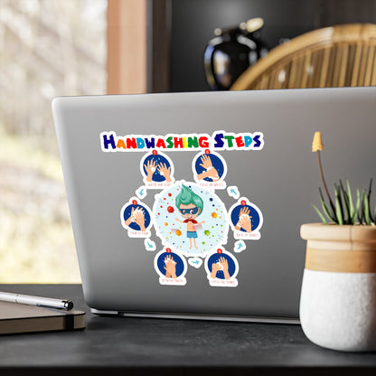 Halloween Kiss-Cut Vinyl Decals – Super kiddo how to wash hand properly - [[{"value":"Wonderwear Kid"}]]