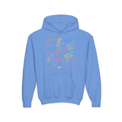 Youth Heavy Blend Hooded Sweatshirt - Sea creatures Printify