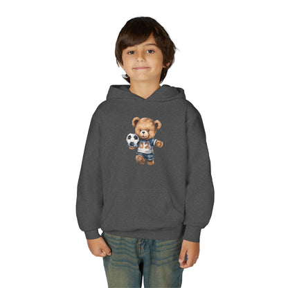Kids Soccer Bear Hoodie Printify