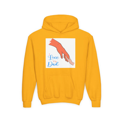 Youth Heavy Blend Hooded Sweatshirt -  Child and dad holding hands Printify
