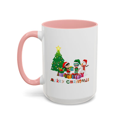 Accent Coffee Mug - Super kiddo preparing gifts - [[{"value":"Wonderwear Kid"}]]