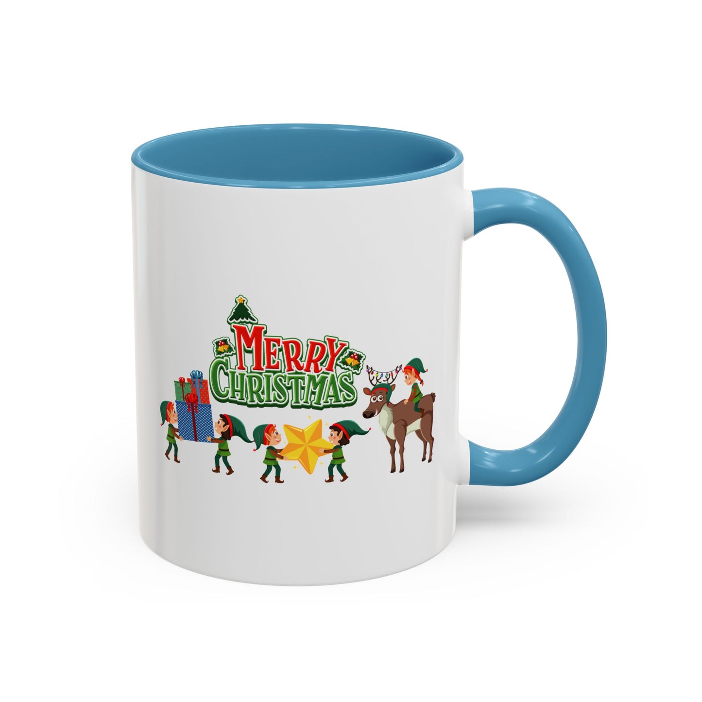Accent Coffee Mug - Merry christmas and reindeer